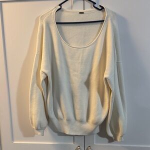 Free People Ivory Scoop Neck Sweater